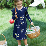PATPAT 3-Packs Toddler Girl Floral and Polka Dots Long-Sleeve Dress Set 4-5 Years, White&Yellow&Blue