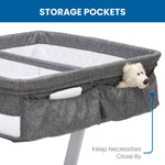 Simmons Kids By The Bed City Sleeper Bassinet for Twins - Adjustable Height Portable Crib with Wheels & Airflow Mesh, Grey Tweed
