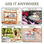 XUANGUO Baby Diaper Caddy Organizer with Handle - Gender Neutral Nursery Storage Bin Basket - Portable Tote Bag - Car Organizer - Newborn Essentials - Grey