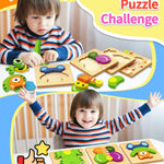 Bekayshad Wooden Puzzles Toddler Toys Gifts for 1 2 3 Year Old Boys Girls, Animal Jigsaw Puzzles Montessori Toys, Learning Educational Christmas Birthday Gifts for Girls Boys Ages 1-3