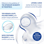 Chicco PhysioForma Silicone Orthodontic Pacifier, 16-24m | 100% Soft Silicone | Supports Breathing & Oral Development | Satin-Textured Nipple | Includes Sterilizing Case | BPA Free | Blue/Green, 2pk