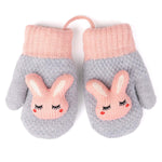 F Flammi 2 Pairs Toddler Mittens for Baby Boys Girls Winter Sherpa Lined Warm Knit Mittens Cartoon Bunny Kids Gloves (1-3 Years)