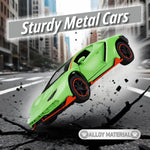 SASBSC Toy Cars for Boys Age 3-12 1/36 Small Diecast Metal Model Car Toys with Light and Sound Pull Back Sport Car for 3+ Years Old Kids Birthday (Green)