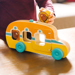 Melissa & Doug GO Tots Wooden Roll & Ride Bus with 3 Disks School Bus Toys for Babies and Toddlers - FSC-Certified Materials