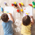 Bsenhe 48PCS Stencils for Kids, Stencils for Painting Crafts Reusable Drawing Art Stencil Washable Primary Shape Paper Scrapbooks Template for Kids Toddlers Preschool Back to School