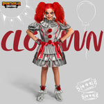 Spooktacular Creations Girls Clown Costume, Evil Clown Dress, Halloween Scary Jester Costume for Girls Halloween Dress Up, Role Play, Cosplay Party-XL