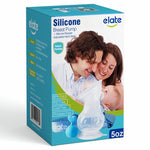 Elate silicone breast pump packaging with a family image on a white background