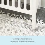Newton Baby Galileo Mini Crib Solid Beech Wood with Wheels in Warm White, Mini Crib Mattress Included, Adjustable Mattress Height, Ultra-Safe Non-Toxic Finish