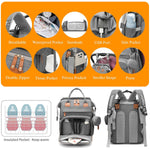 Baby Diaper Bags with Changing Station, Waterproof Diaper Bag Backpack for Moms Dads with USB Charging Port, Baby Shower Gifts, Large Capacity diaper backpack, Grey