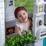 Step2 Neat & Tidy Cottage Kids Playhouse, Indoor/Outdoor Playset, Interactive Play with Sounds, Made of Durable Plastic, for Toddlers 1.5+ Years Old, Grey