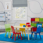 Delta Children Kids Table and Chair Set (4 Chairs Included), Natural/Primary