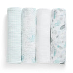 Delta Children 100% Cotton Muslin Baby Receiving Blankets for Girls and Boys – 47x47 Inches (Pack of 4), Sea Life