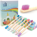 Tooth HaHa Kids Bamboo Toothbrushes, BPA-Free Soft Bristles, Eco-Friendly Natural Wooden Toddler Toothbrush, 6-Pack Travel Toothbrushes Set for Children