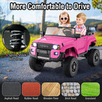Costzon 24V 2 Seater Ride on Car for Kids, 4WD/2WD Switchable Licensed Toyota LC250 Ride on Truck w/Remote, Shovel, Music & Sounds, Electric Vehicle w/4-Wheel Spring Suspension for Ages 3+ (Pink)