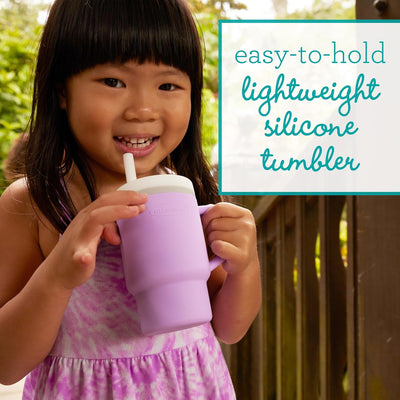 Infantino My 1st Tumbler, Silicone Sippy Cup with Straw & Handle, Spill-Resistant, for On-the-Go, BPA-Free Transition Cup, Lilac
