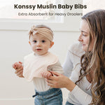 Konssy Muslin Baby Bibs, 100% Cotton Absorbent and Soft Bandana Drool Bibs for Teething and Drooling, 6-Pack for Baby Boys and Girls