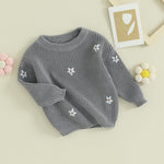 Mubineo Baby Girl Winter Clothes Cute Flower Sweater Crewneck Pullover Long Sleeve Knit Newborn Infant Sweaters (US, Age, 18 Months, 24 Months, Grey)