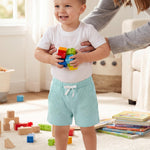 Cooraby 3 Pack Baby Boys Cotton Shorts Waffle Knit Pockets Elastic Waist Toddler Boys Soft Pull-on Shorts Summer Clothes