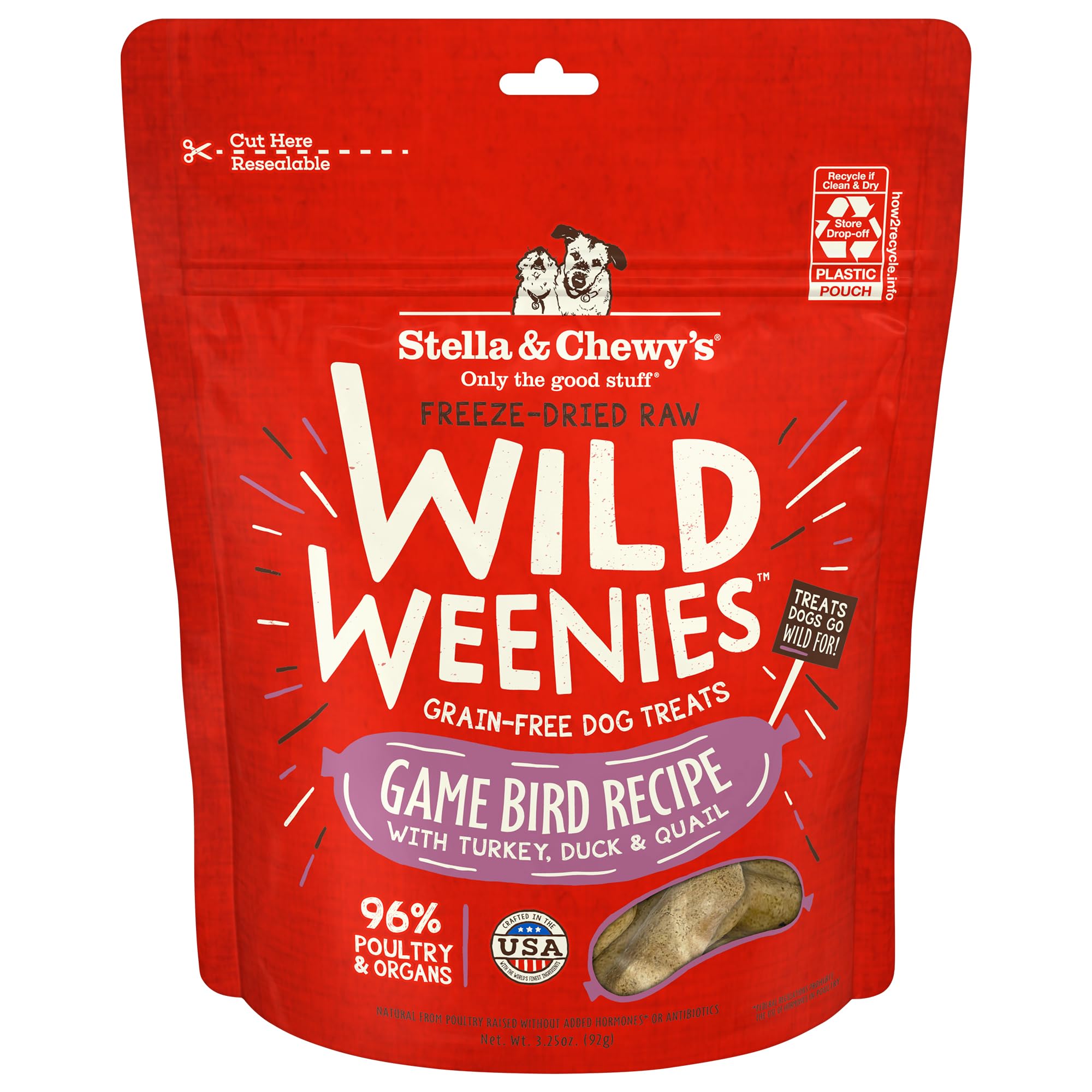 Stella & Chewy's Freeze-Dried Raw Wild Weenies Dog Treats – All-Natural, Protein Rich, Grain Free Dog & Puppy Treat – Great for Training & Rewarding – Cage-Free Chicken Recipe – 3.25 oz Bag