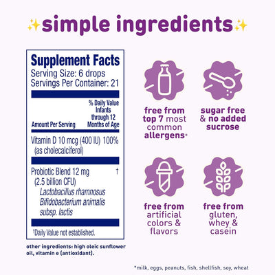 Enfamil Dual Probiotics Vitamin Drops, Supports Baby's Immune & Digestive Health*, 8.7mL Bottle