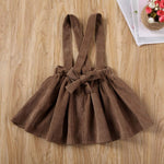 One opening Cute Baby Girl Corduroy Skirt Dress Infant Toddler Suspender Straps Casual Skirt Sundress Spring Summer Clothes (Brown, 1-2T)