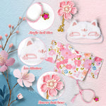 17cm Doll Clothes,Outfit Accessories Kimono Set for 6.7inch Dolls Girls, Kawaii Chic Designer Style Flower Hairbow+Pink Clothing Pajamas+Cute Halloween Mask(NO Doll)