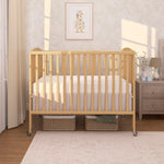 Dream On Me Full-Size 2-in-1 Folding Baby Crib in Natural, GreenGuard Gold & BSA, Portable, Patented Quick Folding System, Strong Wheels, 2 Adjustable Mattress Heights