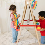 Melissa & Doug Deluxe Magnetic Standing Art Easel with Chalkboard, Dry-Erase Board, and 39 Letter and Number Magnets - FSC Certified