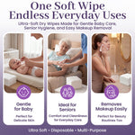 Disposable Dry Wipes, 200 Pack – Ultra Soft Non-Moistened Cleansing Cloths for Adults, Incontinence, Baby Care, Makeup Removal – 9.5" x 13.5" - Hospital Grade, Durable – by ProHeal