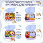 Aimsnk Magical Fantasy Lunch Box Set for Kids - 12oz Insulated Food Jar, Collapsible Space Cup & Utensils,Thermal Bag & Leakproof Bento Containers with Cutlery (BPA Free) - Ages 3-10 (Blue-Gradient)