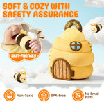 Baby Toys 6-12 Months - Beehive Infant Toy with 5 Sensory Bees Stuffed Animals, Crinkle, Rattle, Mirror & Music, Montessori Toys for 6 7 8 9 10 11 12 Month Old Baby Boys Girls Birthday Christmas Gift