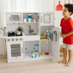 Melissa & Doug Wooden Chef's Kitchen Set for Kids with Play Kitchen Accessories & “Ice” Cube Dispenser, Preschool Learning Toys for Girls & Boys 3+, Cloud White - FSC Certified
