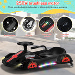 36V Electric Drift Go Kart for Kids Ages 8-14 Years Old, Ride On Car for Kids with Brushless Motor, High/Low Speed, LED Lights, 3-Speed Adjustable, Ride On Toy (Black)