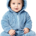 Baby Plush Long Sleeve Polar Fleece Jumpsuit With Bear Ears Baby Fleece Hooded Jumpsuit Infant Winter Outfit