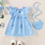 Toddler Girl Dress 2t 3t Girl Clothes Cute Ruffle Tutu Fairy Butterfly Princess Light Blue Dress for Toddler Summer Two Piece Outfit Casual Sundress