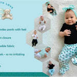 123 Bear Baby Soft Cotton Spandex Pants with Feet