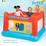 Intex Inflatable Jump-O-Lene Trampoline Bounce House with Crawl-Thru Door & Net - Indoor & Outdoor Backyard Blow-Up Bouncy Playhouse for Kids Ages 3-6