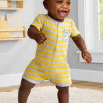 Simple Joys by Carter's unisex-baby Boys' 3-Pack Snap-Up Romper, Dinosaur/Dog/Double Stripe, 6-9 Months
