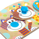 Melissa & Doug First Play Wooden Jumbo Knob Safari Animal Puzzle (3 pcs) Large Puzzles for Babies and Toddlers Ages 1+