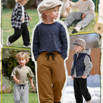 LessonZoo 3 Pack Toddler Boys Sweatpants Kid Open Bottom Athletic Elastic Waist Soft Lightweight Pants with Pocket Drawstring