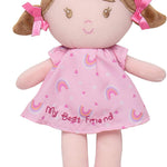 Baby Starters Plush Baby Doll with Rattle, Brunette Olivia, Pink, 9 inch