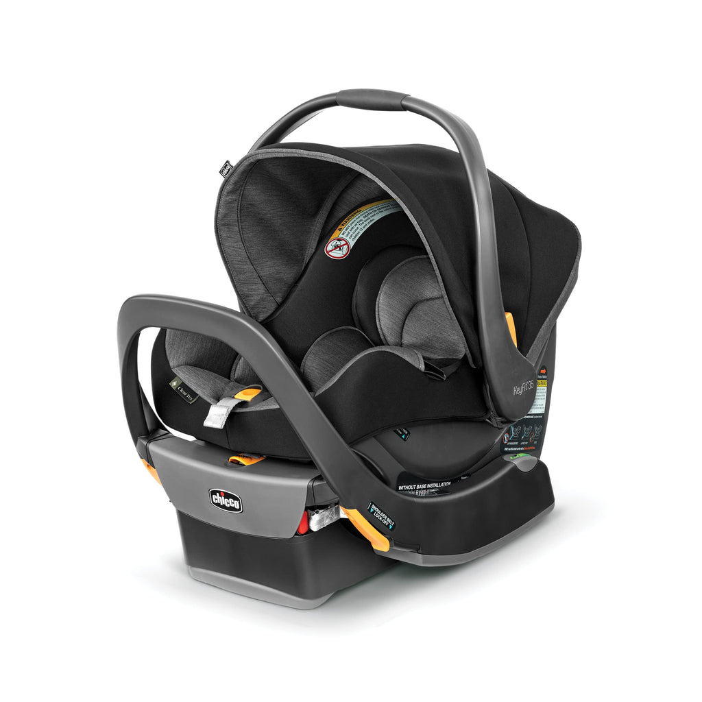 Chicco Chicco KeyFit 35 ClearTex Infant Rear-FacingCar Seat and Base for Infants 4-35 lbs, Includes Head and Body Support, Compatible with Chicco Strollers, Baby Travel Gear | Shadow/Black