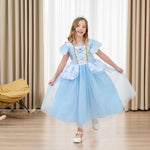 DLLYING Cinderella Dresses For Girls Little Kids Toddler Princess Fancy Dress Up Clothes + Accessories Halloween Christmas Carnival Birthday Party Role Play Cosplay Costume Blue 9-10 Years