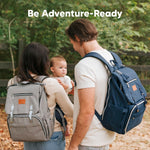 KeaBabies Baby Diaper Bag Backpack with Changing Pad - Waterproof Baby Bag for Mom and Dad, Insulated Bottle Pockets, Durable Toddler, Twin, Boy Girl Diaper Backpack for Travel, Large (Classic Gray)