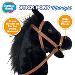 Nature Bound Stick Horse | Horse on a Stick with Sound Effects – Handcrafted Plush Stick Pony for Toddlers & Kids | Handsewn, Sturdy Wooden Handle | Pretend Play Horse Toy (Black)