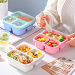 Bento Box For Kids, 4 Pack 3 Compartments Meal Prep Containers Reusable Lunch Containers, Food Storage Containers With Lids, Stackable Snack Boxes for School, Work, and Travel