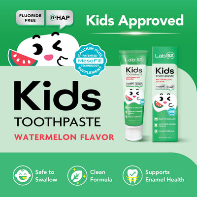 LAB52 Fluoride Free Kids Toothpaste, Nano Hydroxyapatite Xylitol Watermelon