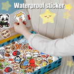 100 PCS Water Bottle Stickers for Kids, Cute Vinyl Aesthetic Waterproof Stickers for Laptop, Bumper, Skateboard, Water Bottles, Computer, Phone, Cartoon Anime Stickers (Cute Animals)