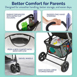 Kolcraft Cloud Plus Lightweight Umbrella Stroller for Toddlers with Reclining Seat, Large Storage Basket, Canopy, Infant & Parent Trays, Compact Fold for Summer Travel, Durable Frame, Slate Gray