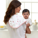 aden + anais Burpy Bib, 100% Cotton Muslin, Soft Absorbent 4 Layers, Multi-Use Burp Cloth and Bib, 22.5" X 11", 2 Pack, Heartbreaker